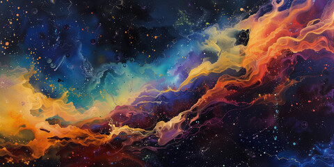 Wall Mural - design a galaxy texture with stars, nebulas, and cosmic swirls in a dark expanse.
