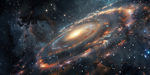 Wall Mural - design a galaxy texture with stars, nebulas, and cosmic swirls in a dark expanse.