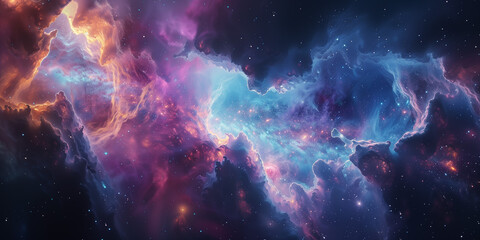 Wall Mural - design a galaxy texture with stars, nebulas, and cosmic swirls in a dark expanse.