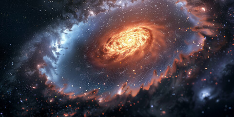 Wall Mural - design a galaxy texture with stars, nebulas, and cosmic swirls in a dark expanse.