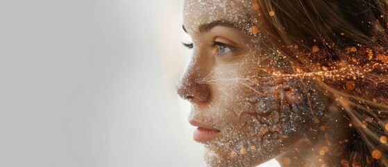 Aufkleber - Concept of the human head and brain. Artificial intelligence, AI technology, and thinking.