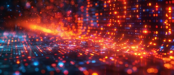 Aufkleber - Concepts of digital transformation. Binary code. Programming.
