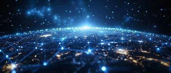 Poster - This shows the global world network, cryptocurrency, blockchain, and internet of things. .