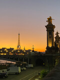 Fototapeta Paryż - Coucher de soleil, pont Alexandre III à Paris
