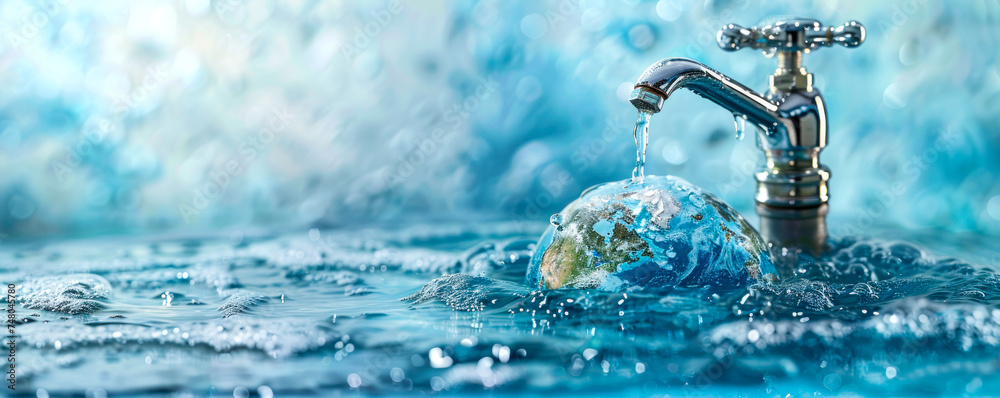 World Dripping Design Illustrative design of World Water Day with a tap dripping onto a globe ...