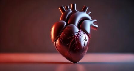 Canvas Print -  Vivid 3D rendering of a human heart, symbolizing life and emotion