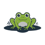 Fototapeta Dinusie - flat-logo-of-Cute-Frog-cartoon-vector-icon-illustration--animal-nature-icon-concept-isolated-premium-vector