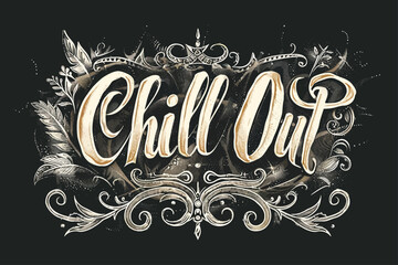 Sticker - Chill Out Text Lettering Victorian Style