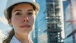 © R Studio - Confident Female Engineer on Construction Site, Professional Woman in Hard Hat, Construction Industry Professionalism