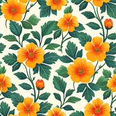 Wall Mural - Flower spring seamless tile pattern background, ai generated