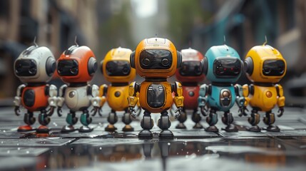 Aufkleber - Cute icons and characters based on robots