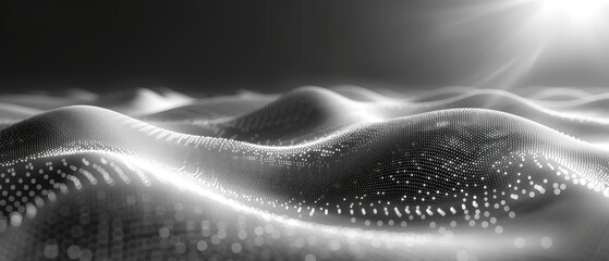 Poster - Dotted wave with weave lines. Abstract background. Network connections.