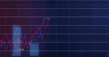Poster - Animation of financial data processing over grid on dark background
