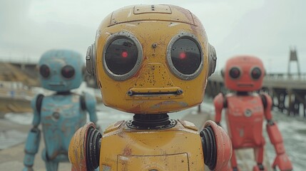 Aufkleber - A collection of colorful retro robots 