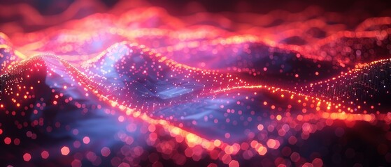 Poster - Technology abstract illustration with dots and lines on dark background. 3D rendering. Big data visualization.