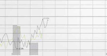 Poster - animation of financial data processing over grid on white background