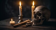  Eerie Still Life With Skull And Candles