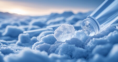 Wall Mural -  Snowy serenity - A close-up view of a winter wonderland