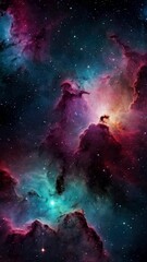Wall Mural - Nebula in space with stars, vertical video, created with some elements made with generative AI