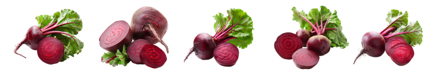 Wall Mural - Beetroot set PNG. Set of beets PNG. Red beets isolated. Beetroot vegetable top view PNG. Beet flat lay PNG