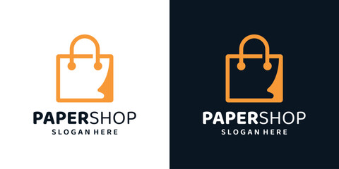 Wall Mural - Shopping bag logo design template with a file of document paper graphic design vector. Symbol, icon, creative.