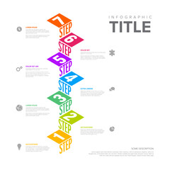 Poster - Infogrpahic vertical stairs steps diagram template