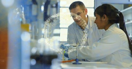 Poster - Animation of human brain and data processing over diverse scientists in laboratory