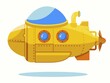 Yellow Submarine, Bathyscaphe cartoon boat, sea research transport. Vector