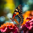 A close-up of a butterfly perched on a flower.