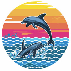 Dive into the Deep Blue: Captivating Dolphin Vector Illustrations. Perfect for Adding Playfulness to Your Designs.