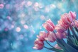 Blue and pink glitter tulips background