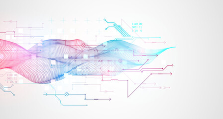 Poster - Wireframe Big Data concept. Abstract digital futuristic vector illustration on technology background. Data mining and management concept. Hand drawn art.