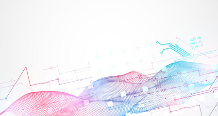 Wireframe Big Data concept. Abstract digital futuristic vector illustration on technology background. Data mining and management concept. Hand drawn art.