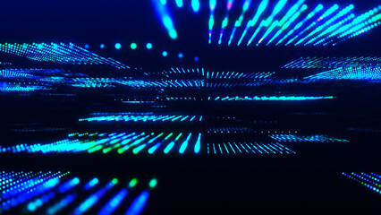 Poster - Abstract digital background. Data flow information. Digital communication concept. Science technology background. Big data visualization. 3D rendering.