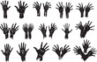 Set of hands silhouettes vector zombie horror Halloween hand