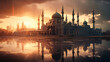 Mosque in Moscow Seen During Sunny Sunset.