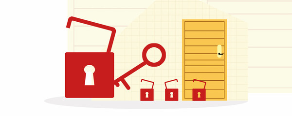 Poster - 2D illustration key and lock