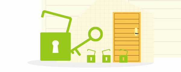 Poster - 2D illustration key and lock