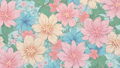  delicate multicolored floral ornament for paper wallpaper or background