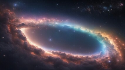 Wall Mural - planet in space _A space sky with stars, lights, and a deep space gems cloud.  