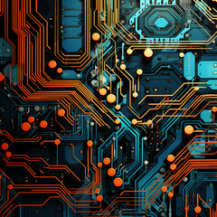 Poster - Abstract digital art resembling a circuit board.