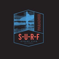 Wall Mural - Paradise Surf riders club typography ocean beach t shirt design