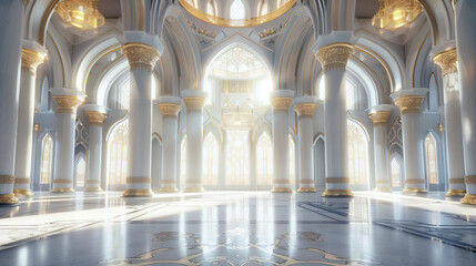 3d mosque element in ornate arabic. islamic architecture interior. ramadan kareem holiday celebration concept