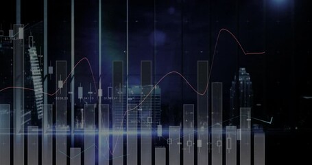 Poster - Animation of financial data processing over dark background