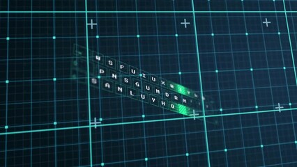Poster - Animation of financial data processing over dark background