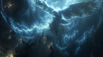 Wall Mural - cosmic eagle nebula in starry sky