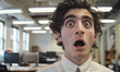 © piai - A young surprised male office worker with an open mouth