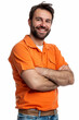 © MFlex - Portrait of a handsome young man in orange t-shirt, isolated on white background