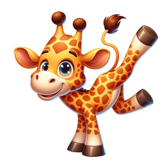 Canvas Print - Happy Cartoon Giraffe Dancing