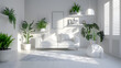 Modern White Living Room With Abundant Greenery